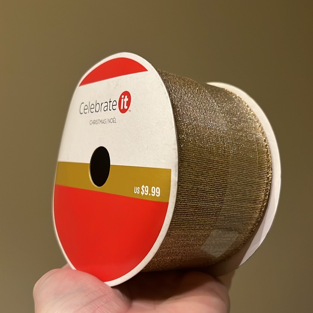 Gold Wire Ribbon 2.5 in x 25 ft NWT